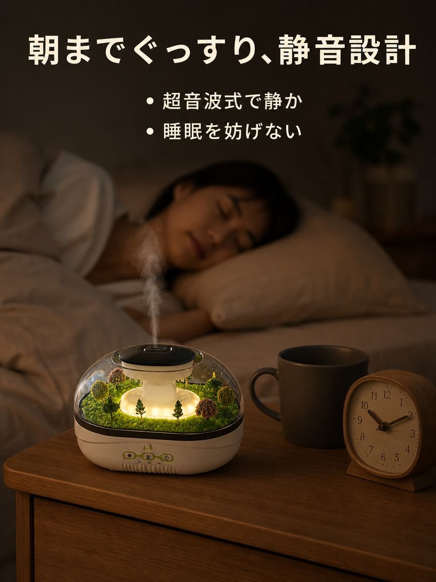 USB超音波静音アロマ加湿器 ミニチュアレインドロップ雰囲気ライト 家庭用寝室用精油ディフューザー