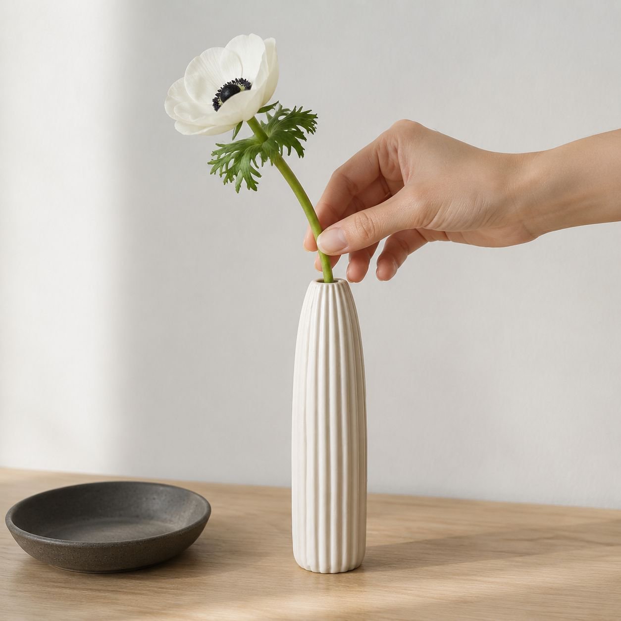 High-end ceramic vase on wooden shelf