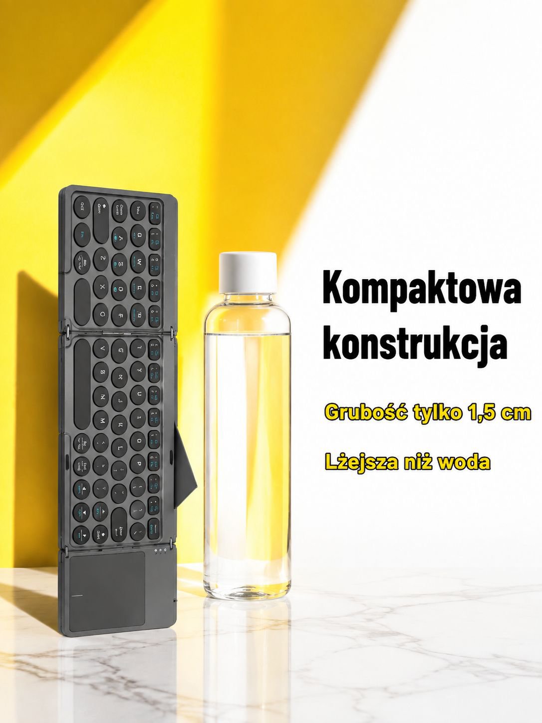 Przenośna trójdzielna bezprzewodowa klawiatura Bluetooth z panelem dotykowym