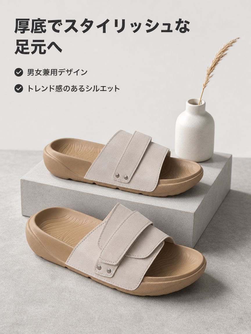 夏用ユニセックススリッポンベルクロ滑り止め厚底ファッショナブルサンダル