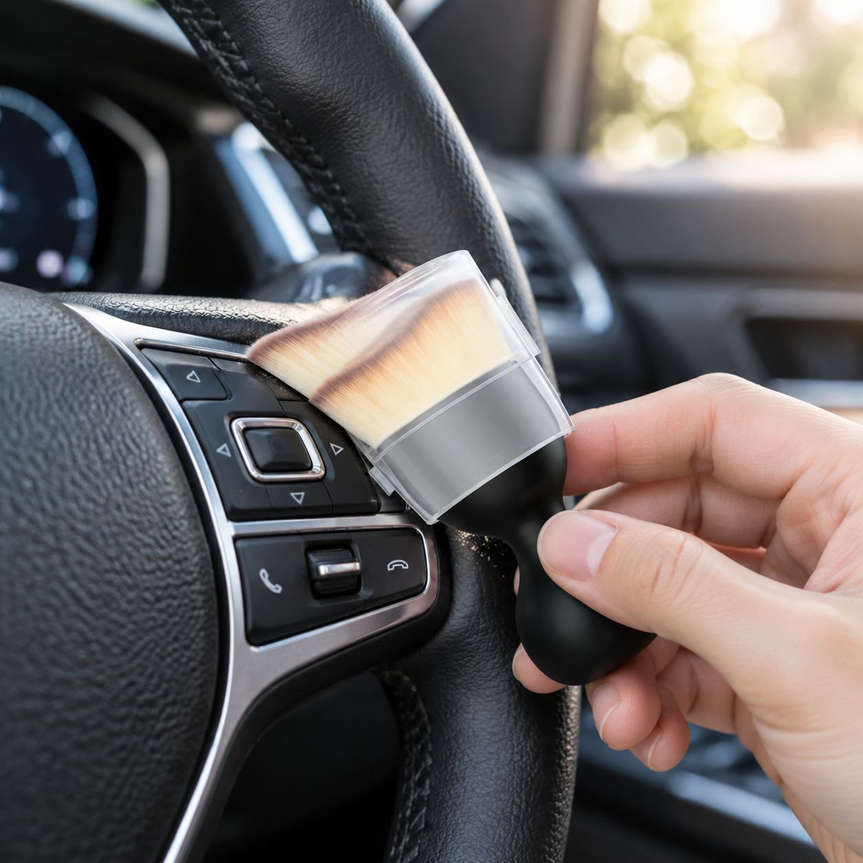 Car interior detailing with gap cleaning tool