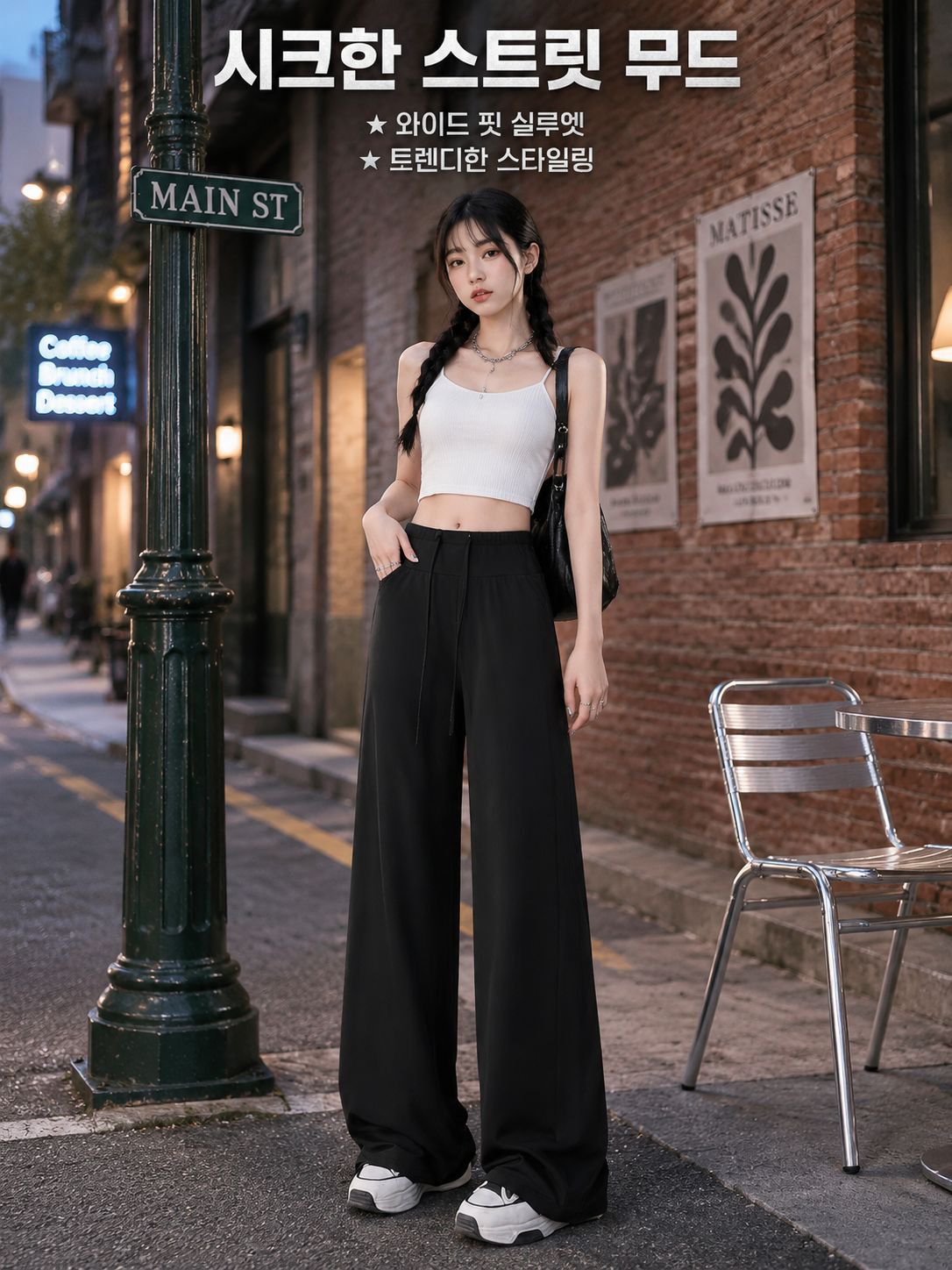 여성 아이스 실크 자외선 차단 와이드 팬츠