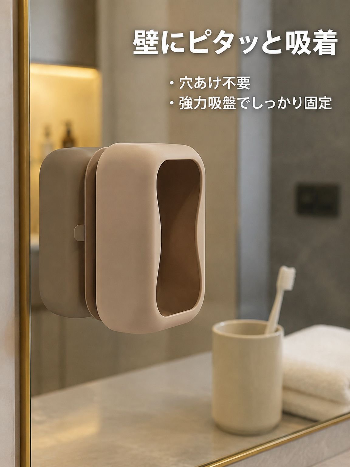 吸盤付きシリコン製壁掛けティッシュケース、多用途対応