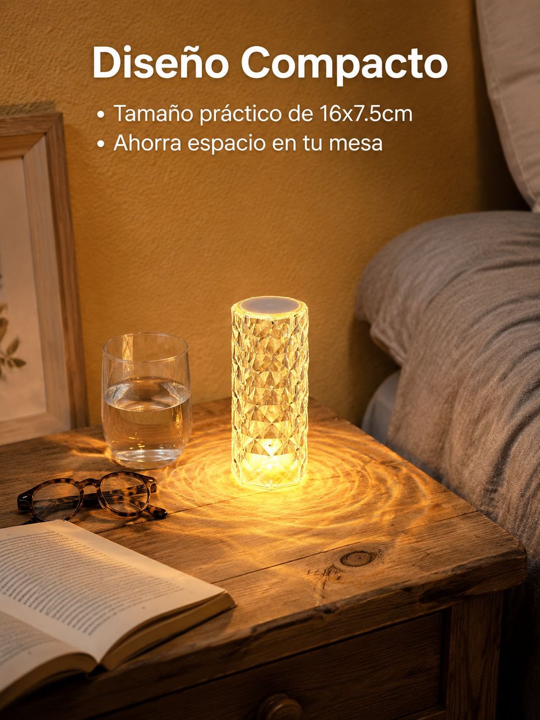 Luz ambiental de cristal de tres colores