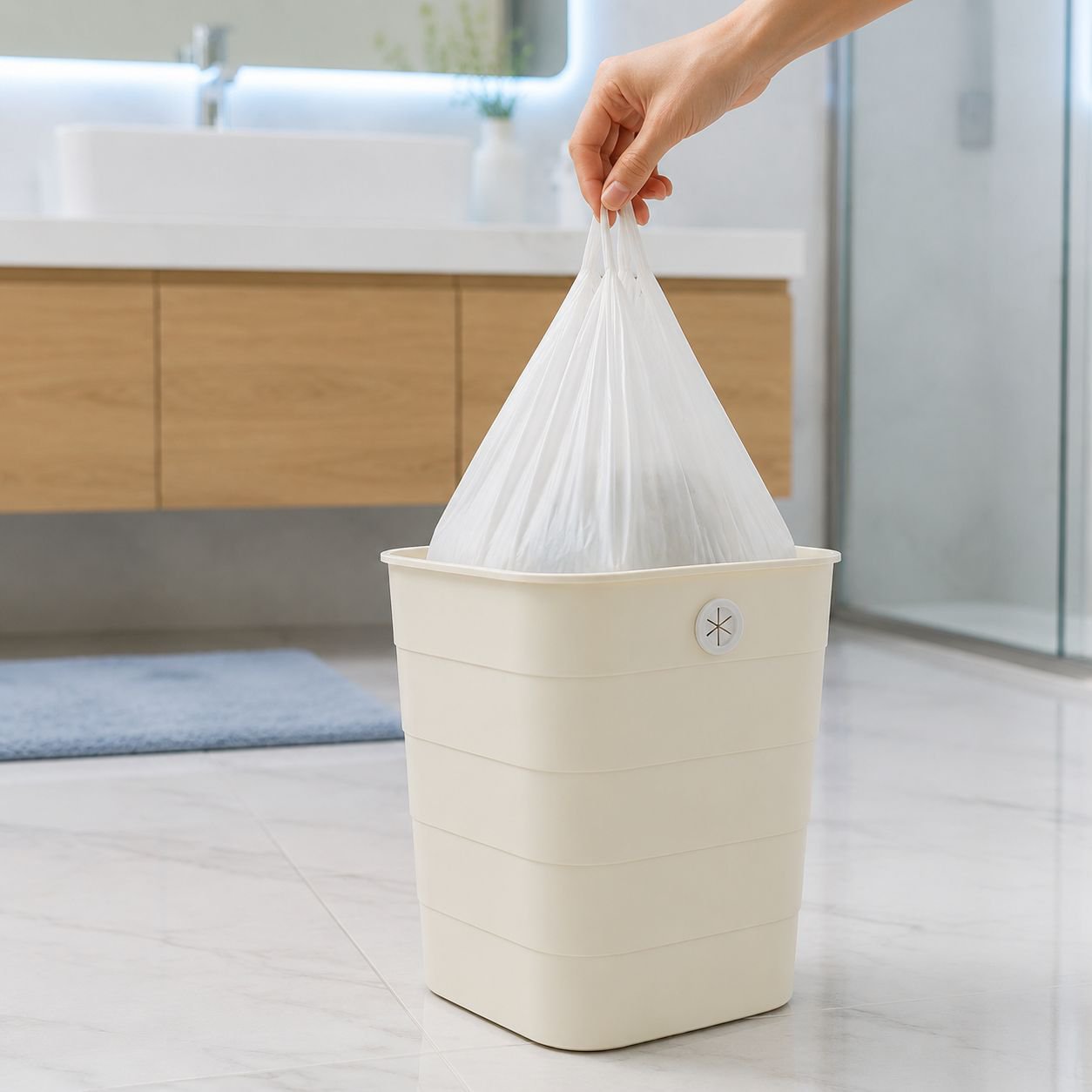 Stylish waste bin with elegant square shape for living room