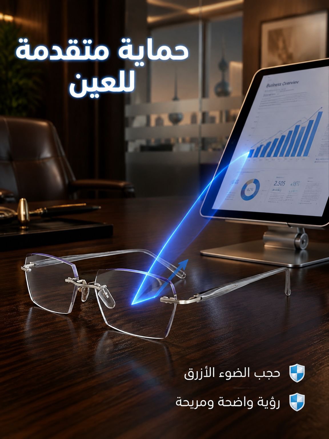 نظارة قراءة راقية مع ذراع التيتانيوم الخالص وعدسة متغيرة اللون