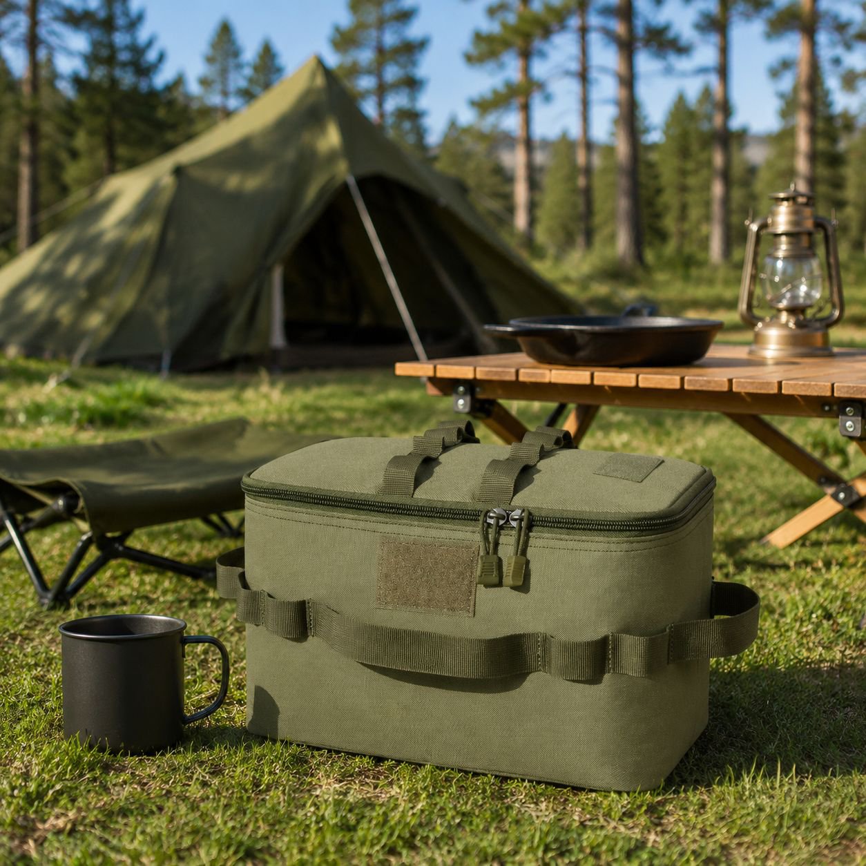 Portable picnic bag, camping storage bag, outdoor tableware organizer, short trip tote bag