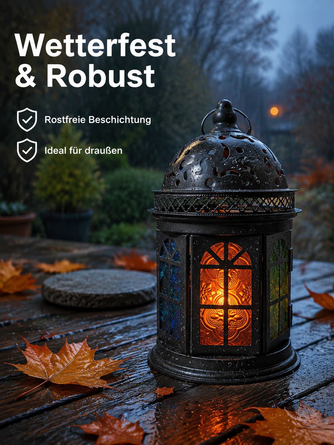 Marokkanischer Stil bunter Glas Eisen Kerzenhalter Duftkerzen Dekoration