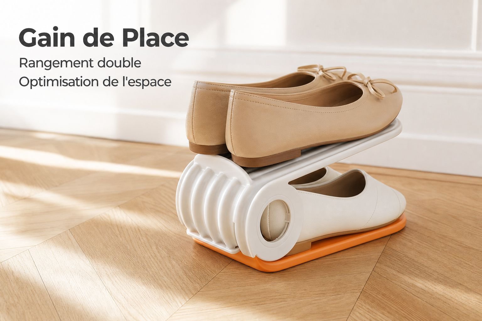 Étagère à chaussures double pliable, réglable et gain de place à plusieurs niveaux