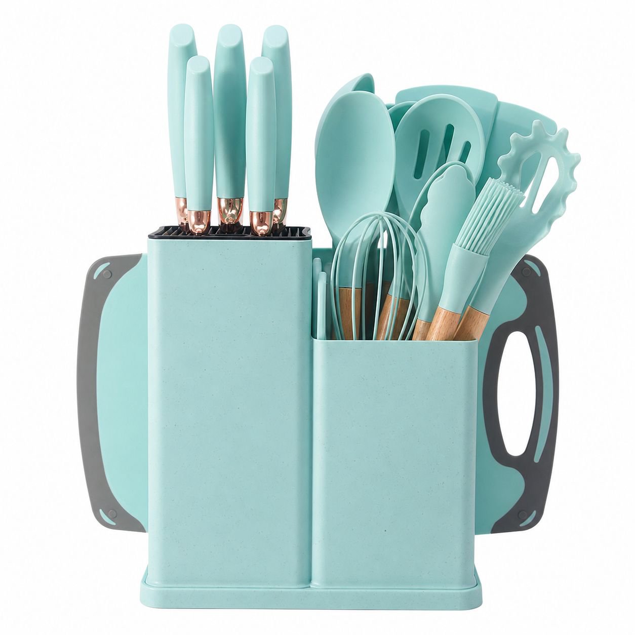 Hot Selling Silicone Kitchen Utensils Kit, 19 PCS with Wooden Handles