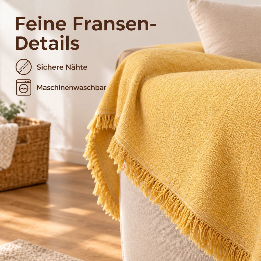  Chenille Sofaüberwurf Schlicht Einfarbig Ganzjahres Sofadecke