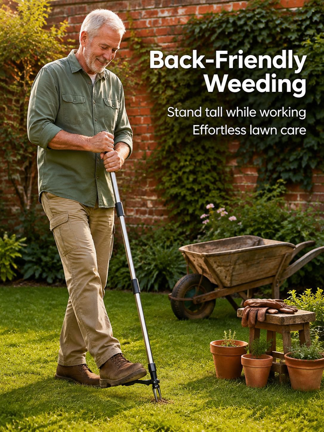 [Recommended by Gardeners] Back-Friendly Standing Manual Weeder