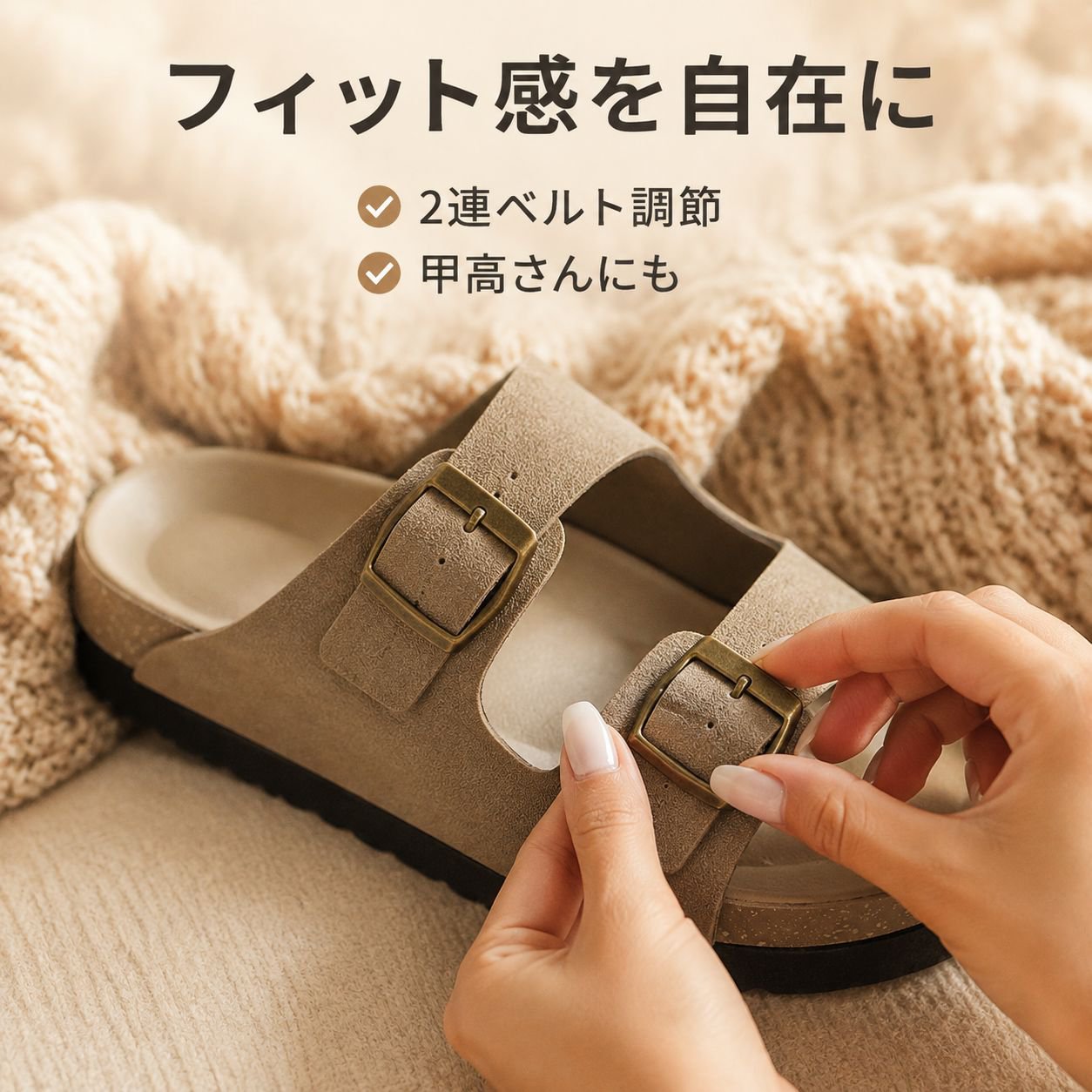 フル装備ベルトバックルレトロ女性用厚底滑り止めサンダル