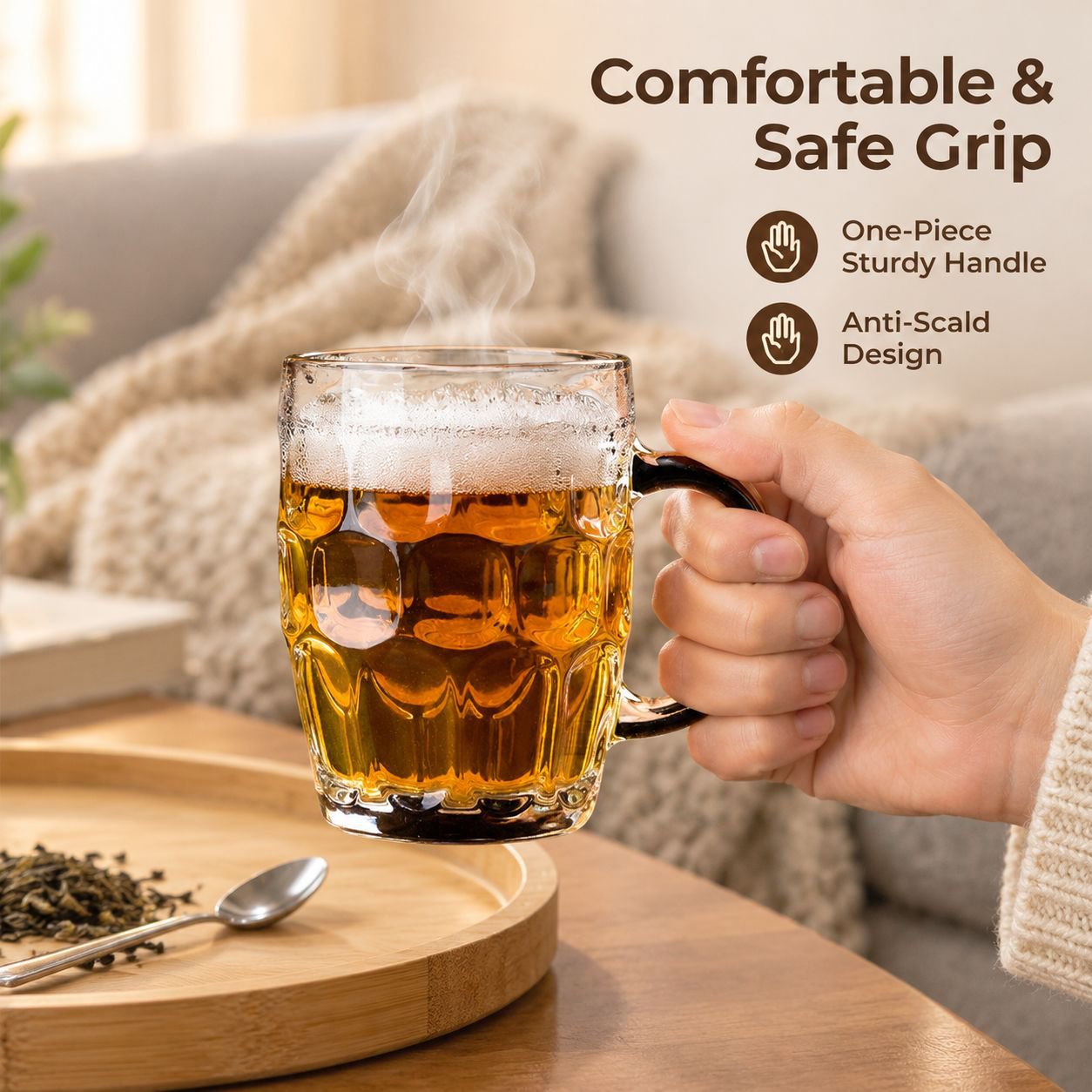 Large Transparent Glass Beer Mug