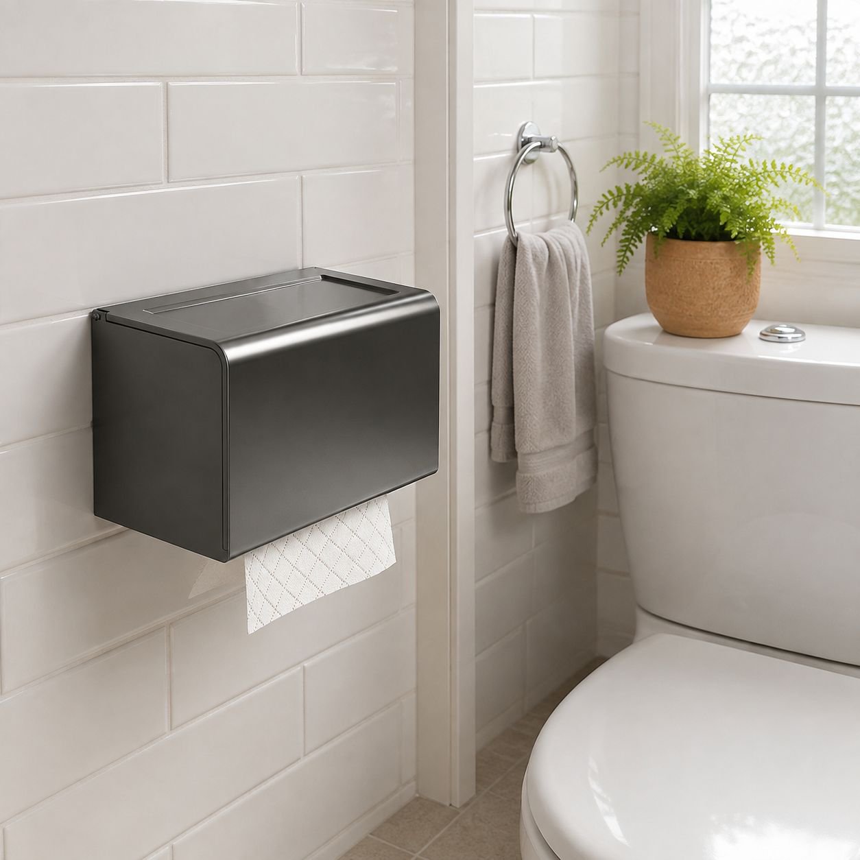 Non-drilling bathroom waterproof tissue holder mounted on wall