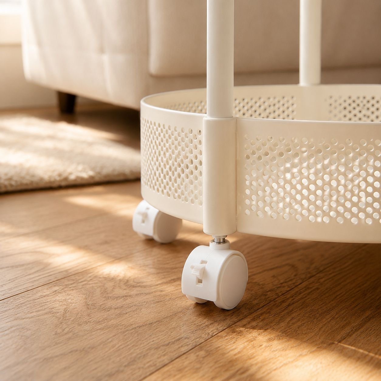 Contemporary trolley table with clear glass surface