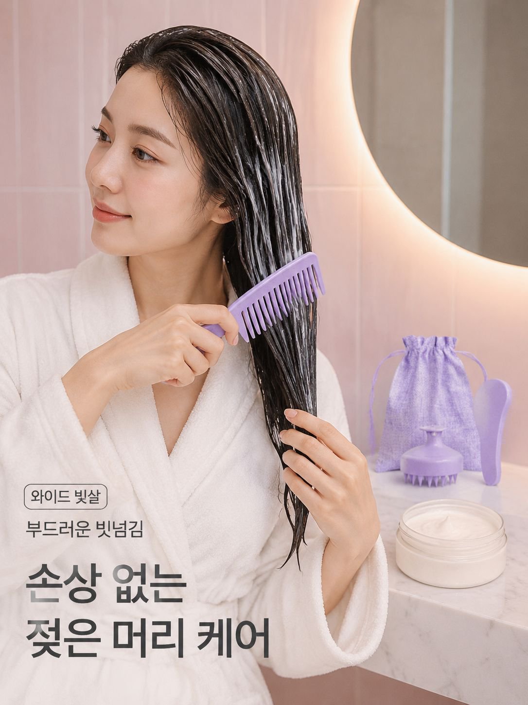 밀짚으로 만든 친환경 마사지 빗 세트