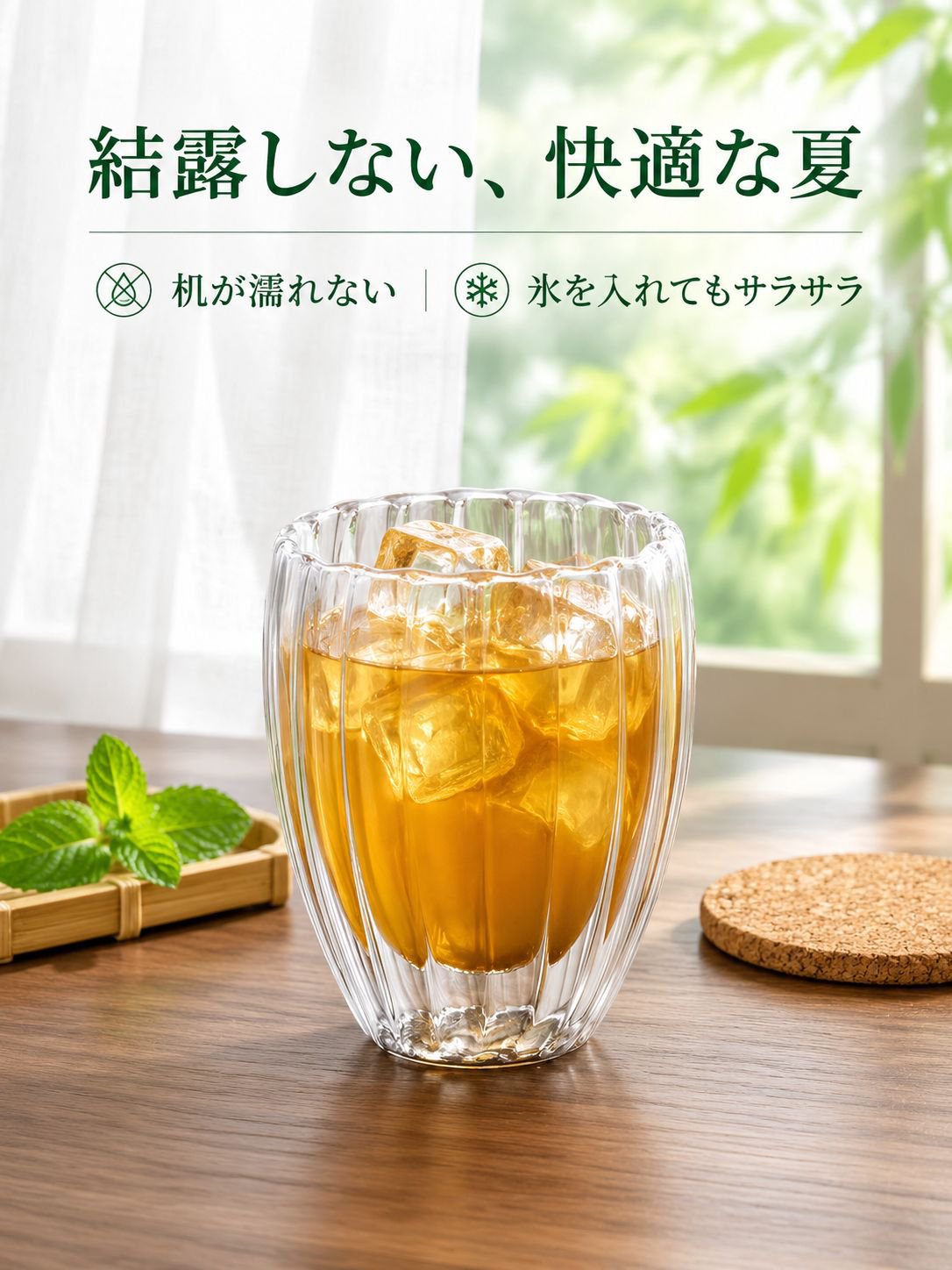 透明な二重構造高ホウケイ酸卵型ガラスカップ