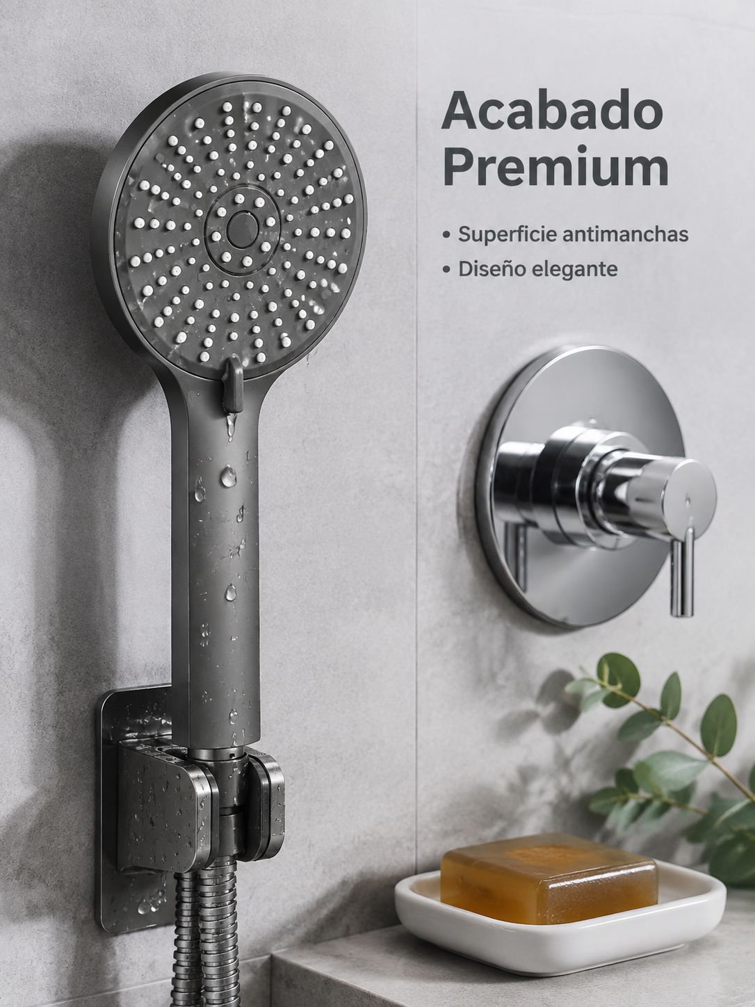 Ducha de Mano de Silicona, Panel Grande de Alta Presión para Baño