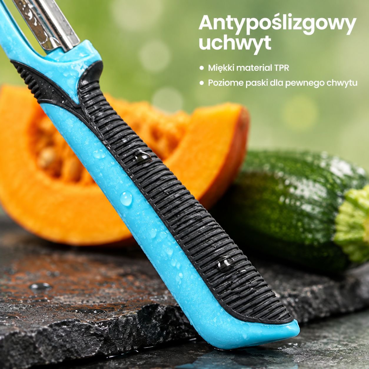 Obieraczka ze stali nierdzewnej z powłoką antypoślizgową