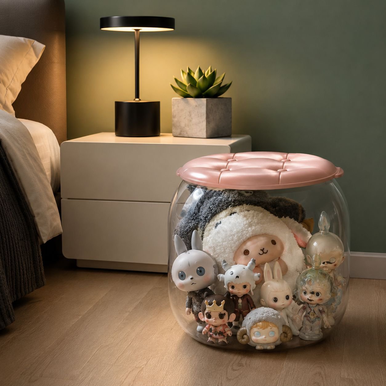 Kids room tidy with toy storage box