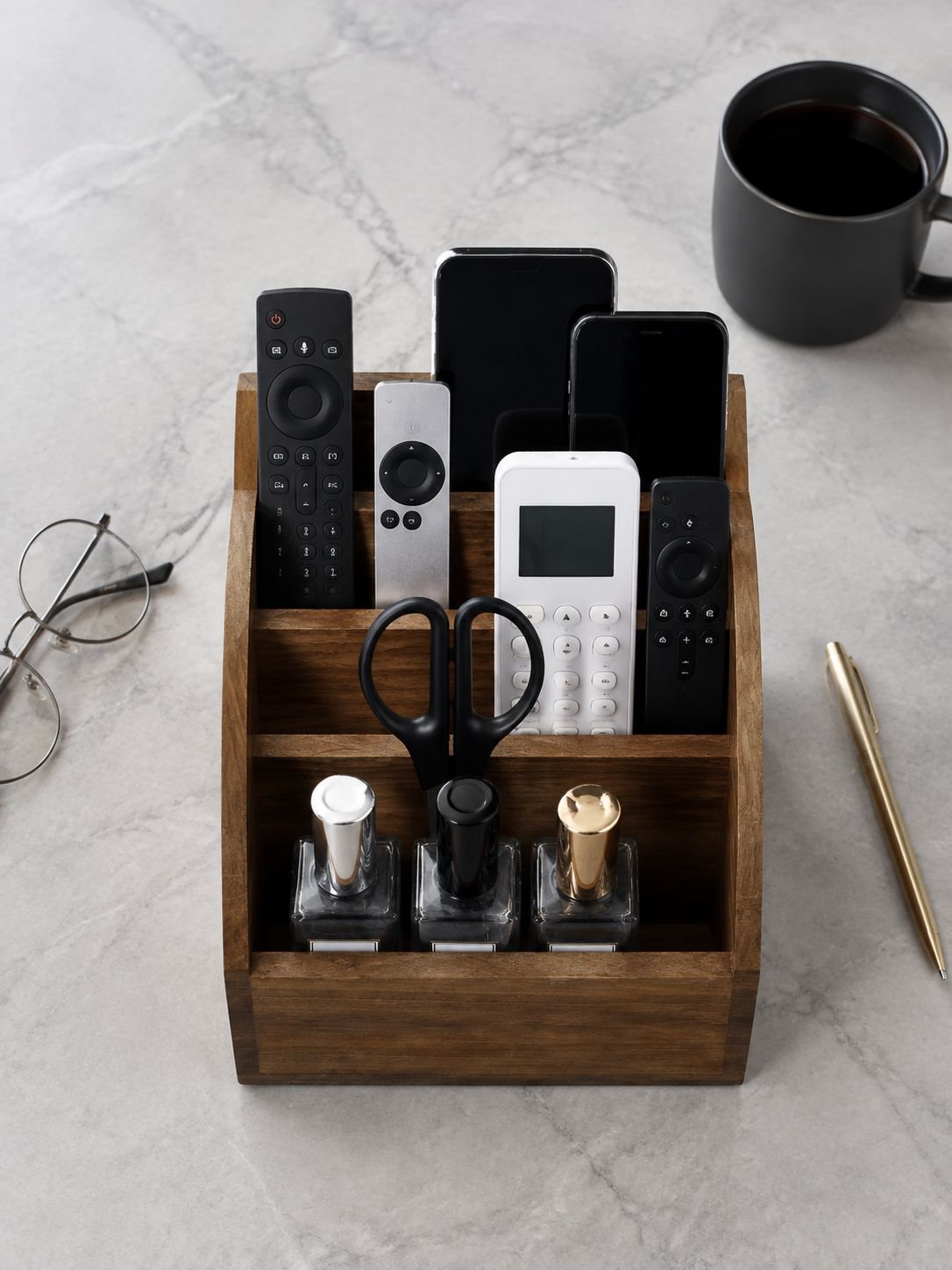 Organizador de controles remotos en estilo minimalista