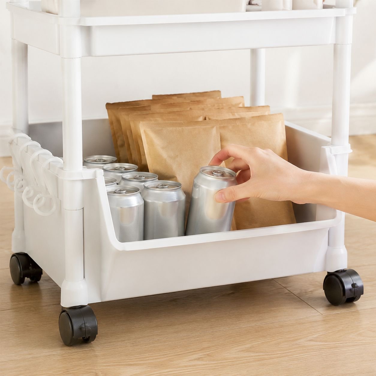 Rolling household organizer trolley for books and accessories