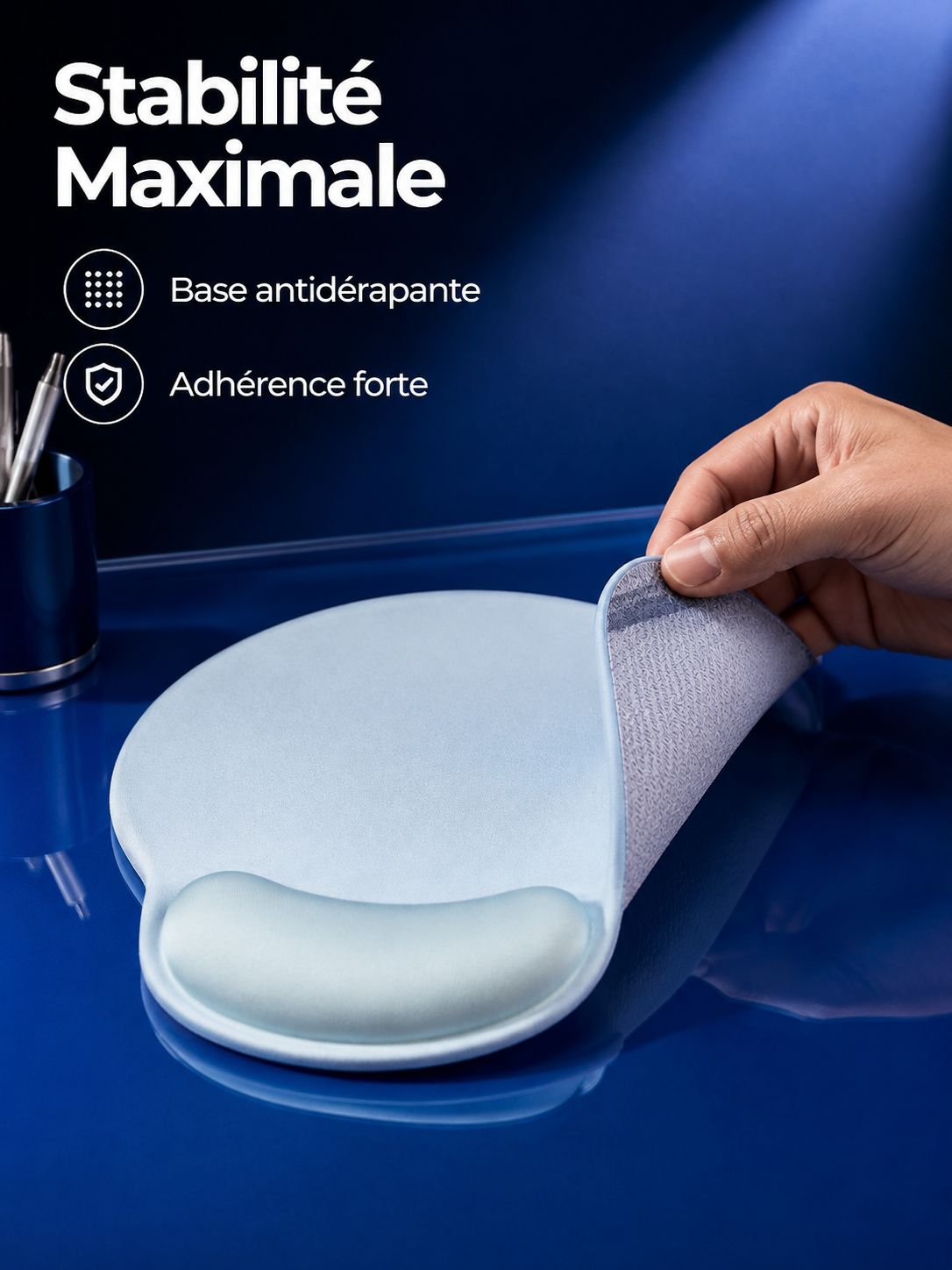 Tapis de souris ergonomique avec repose-poignet en mousse à mémoire de forme