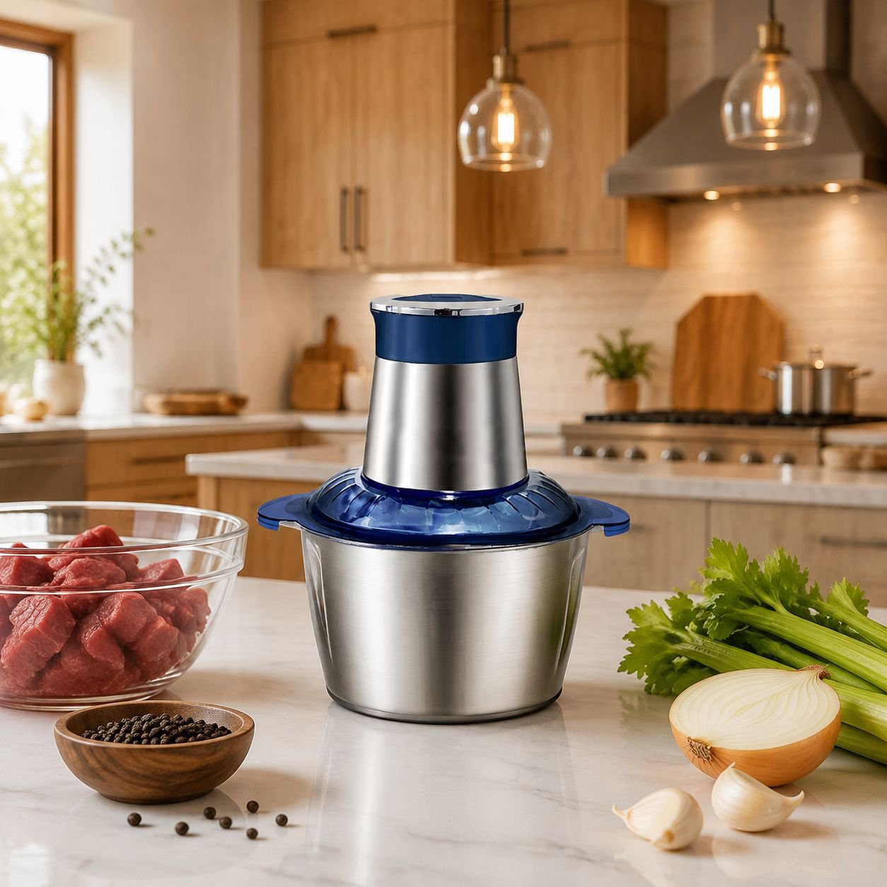 All-in-one electric vegetable and meat chopper