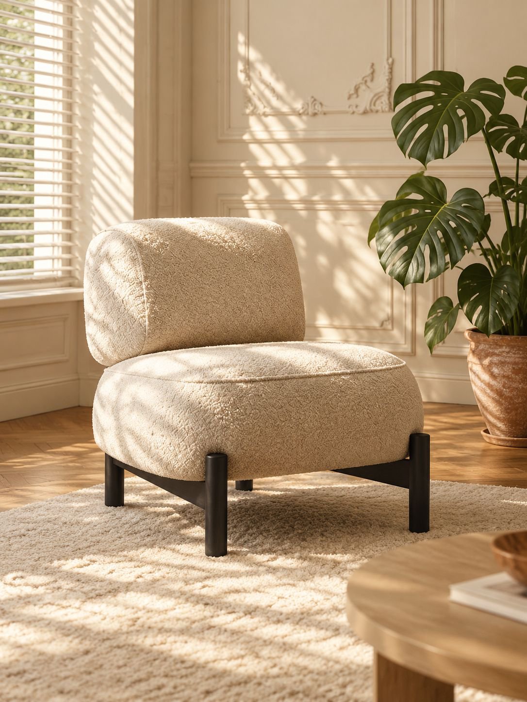 Eleganter Einzelsessel im Crème-Stil für das Wohnzimmer