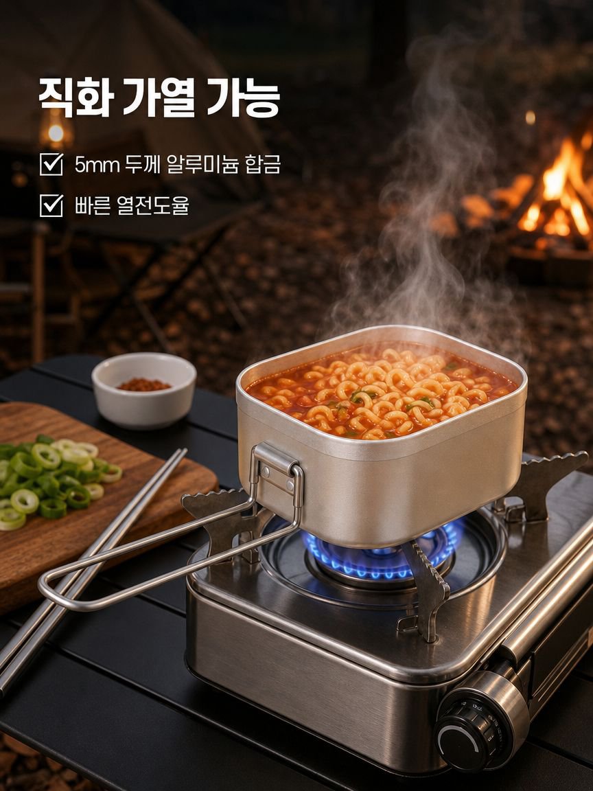 알루미늄 재질의 휴대용 캠핑 도시락