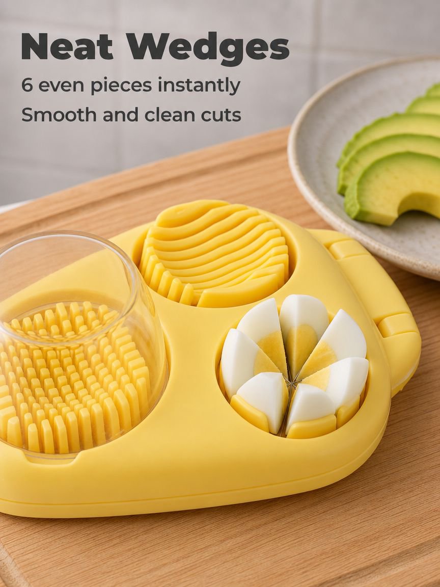 Egg slicer with three cutting options for home use