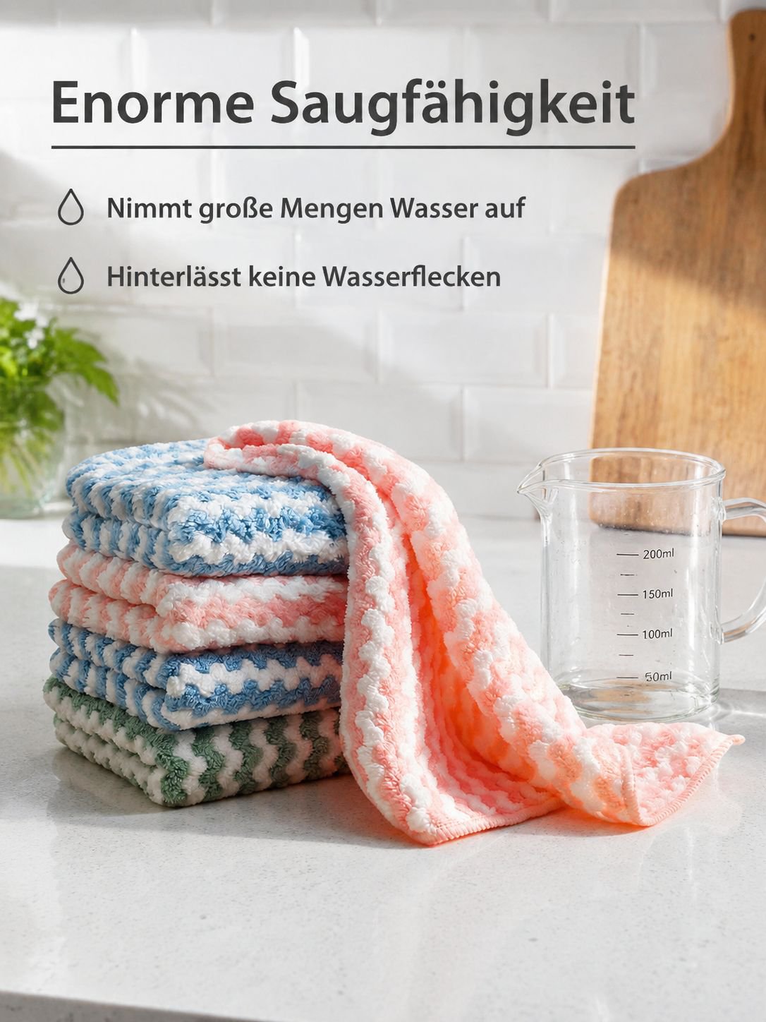 Super saugfähiges Putztuch in Aktion beim Aufwischen von Wasser