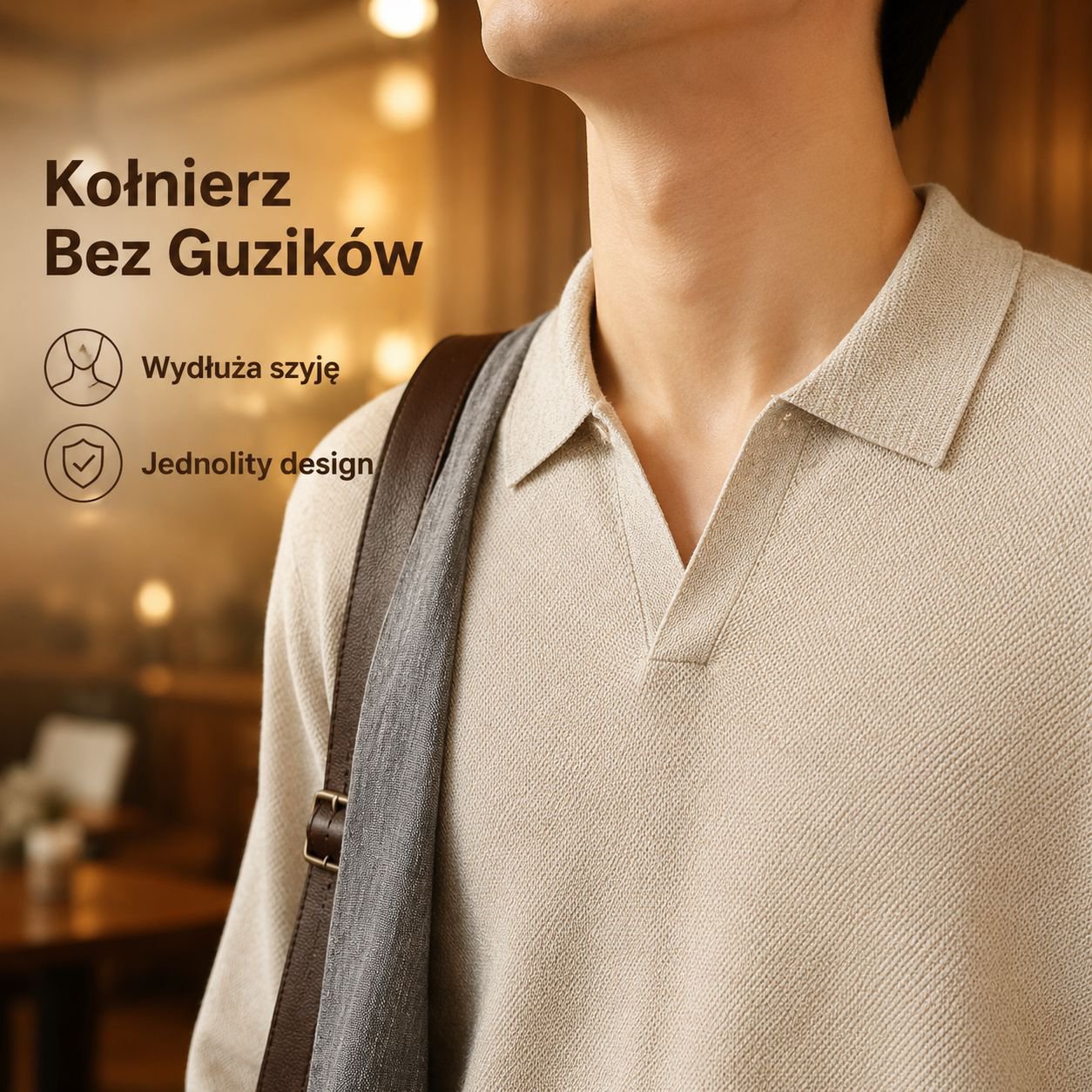 Męski luźny sweter z krótkim rękawem i kołnierzem mewim, styl amerykański, na lato