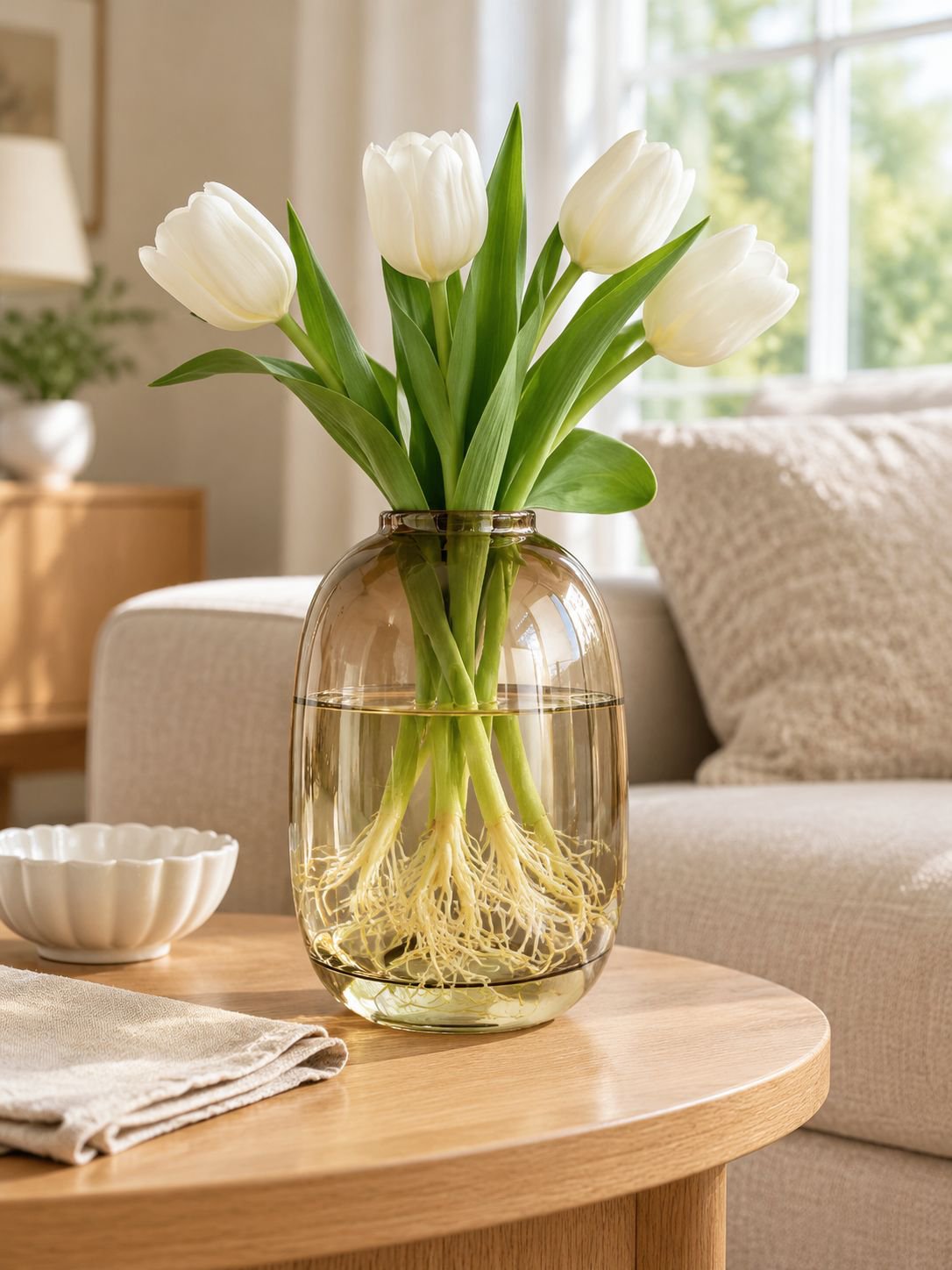 Large Belly Glass Floor Vase Hydroponic Plant Pot Entryway Decor