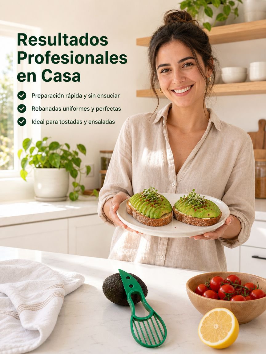 Utensilio 3 en 1 para pelar, cortar en rodajas y deshuesar aguacates