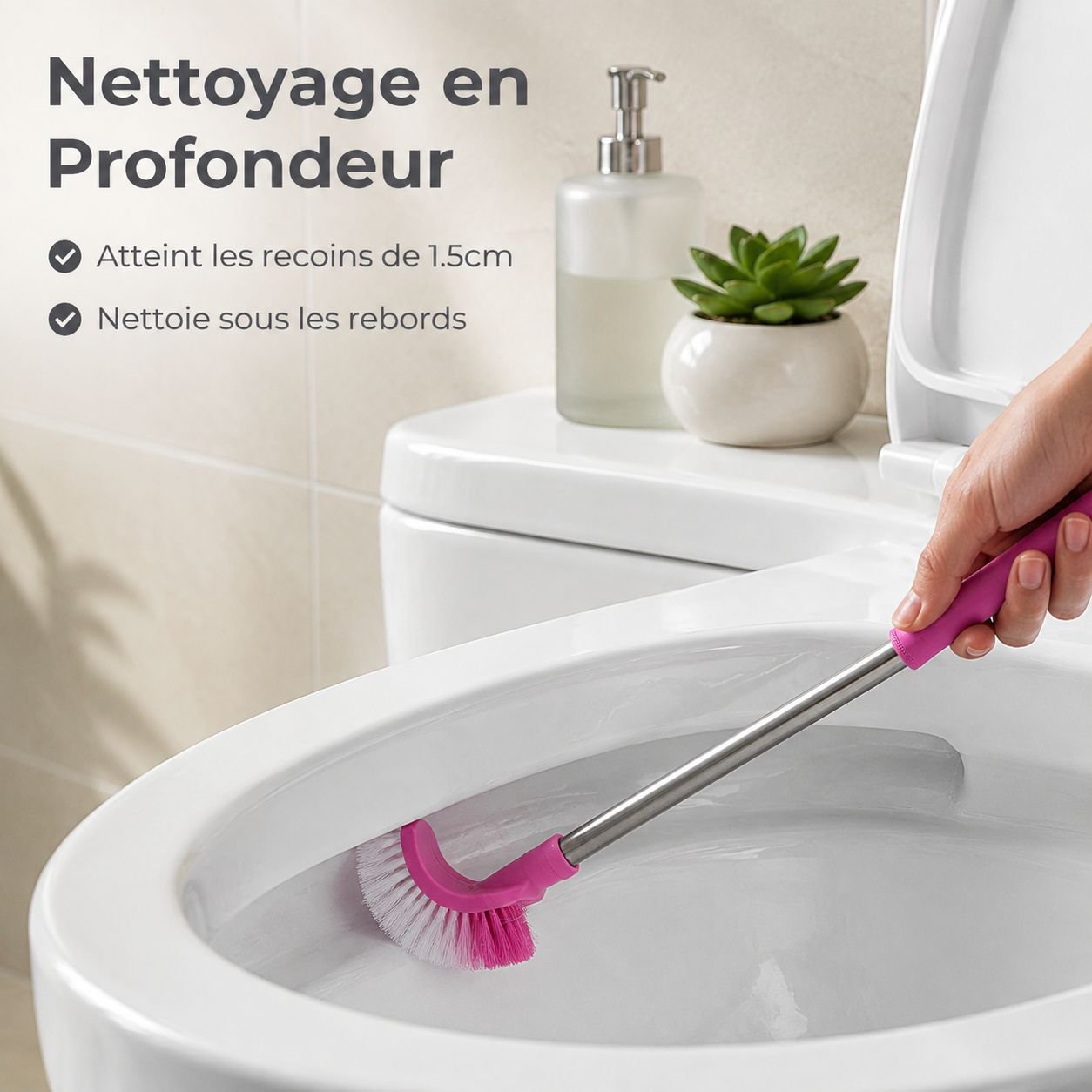 Brosse WC longue en acier inoxydable