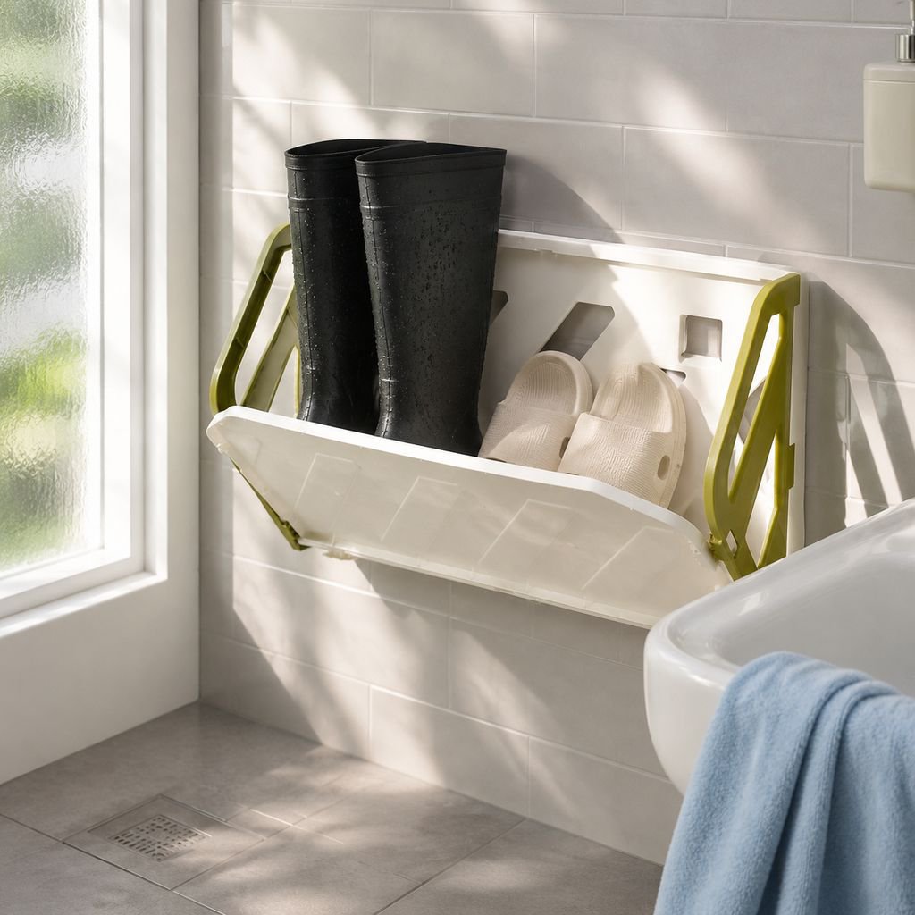 Wall-Mounted No-Drill Shoe Rack for Door, Home Entryway & Bathroom Slipper Storage