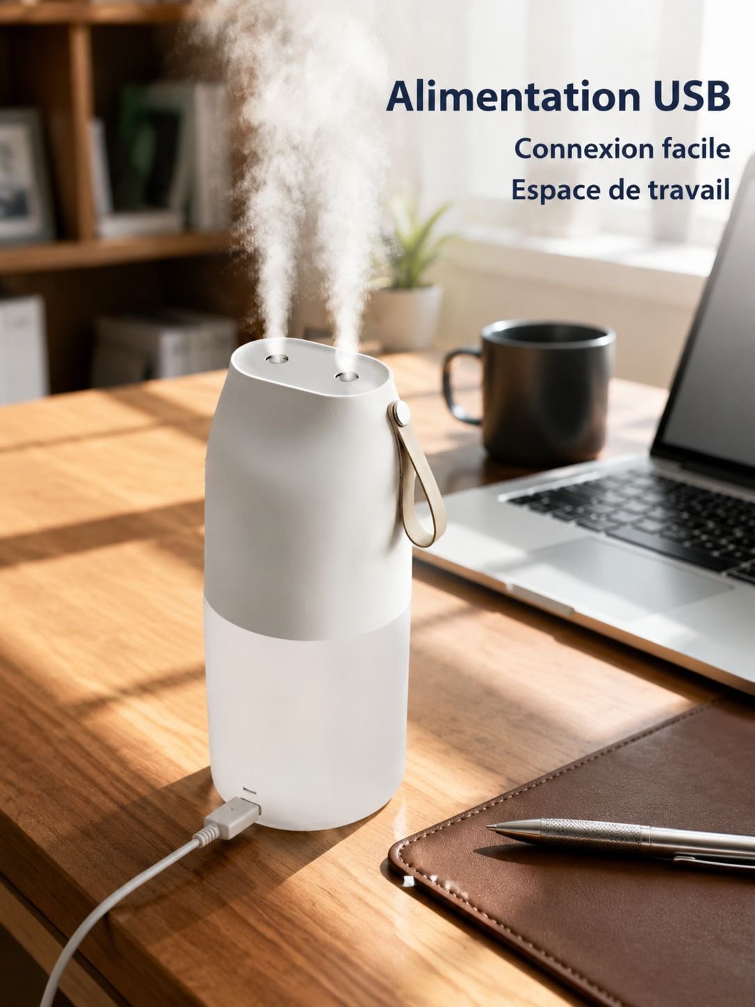 Humidificateur portable à double buse USB, atomiseur d'eau et d'aromathérapie