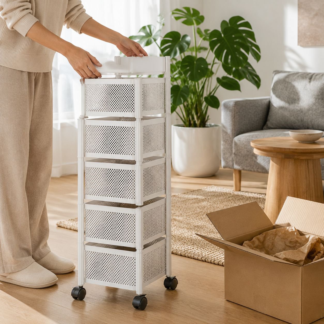Sturdy floor standing kitchen shelf for extra storage
