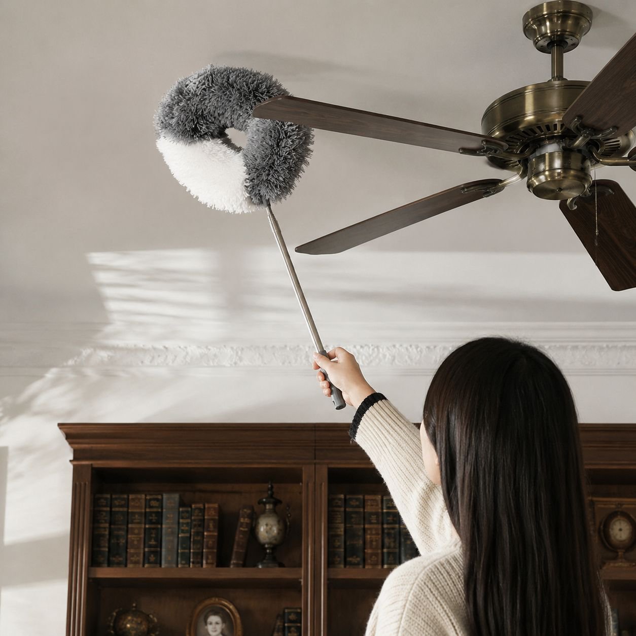 Feather duster with ergonomic handle