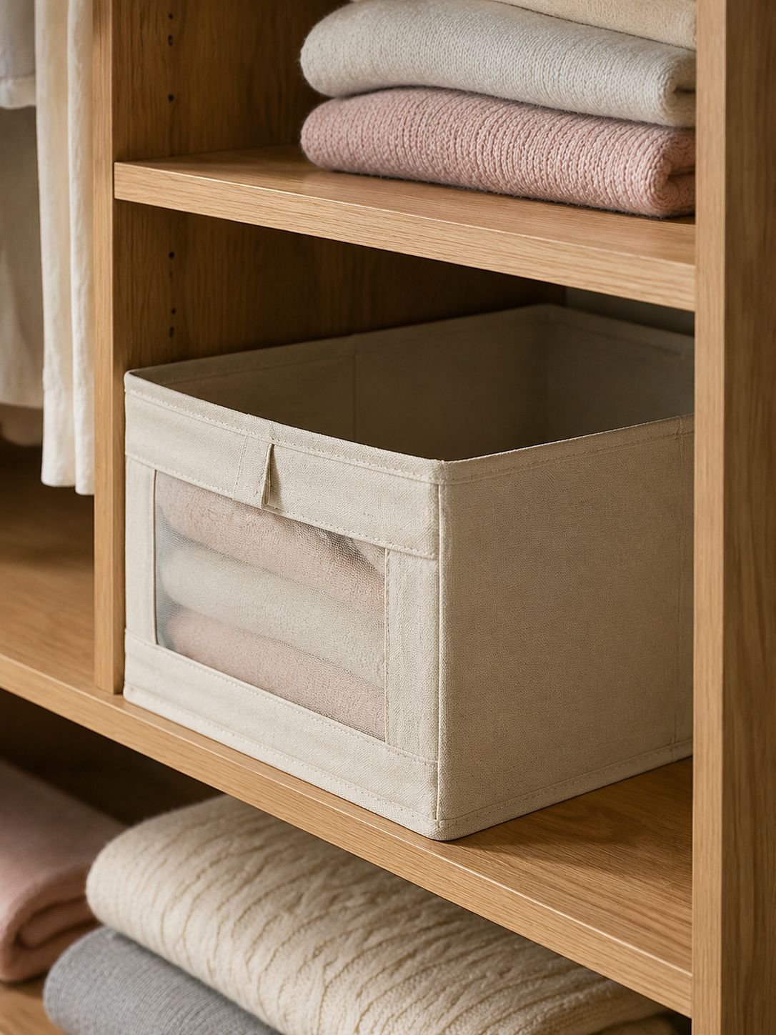 Caja organizadora para prendas y textiles