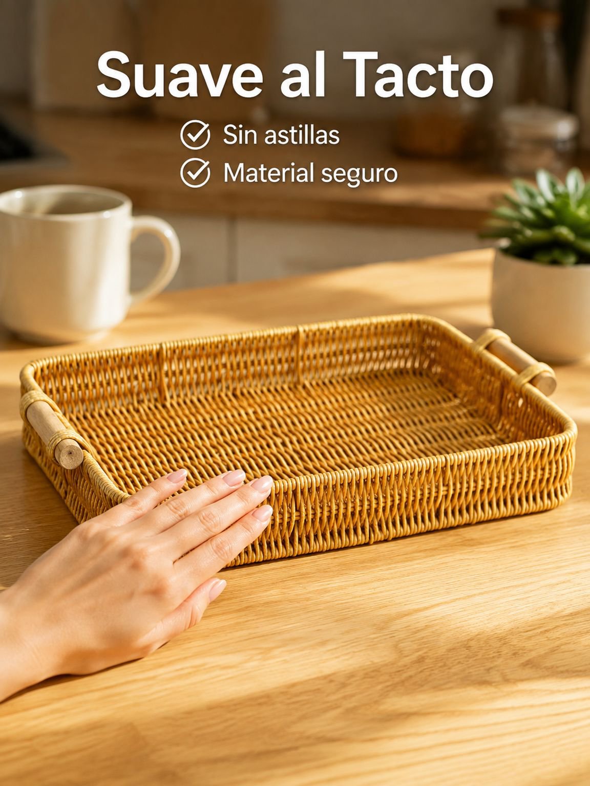 Cesta de pan de imitación de ratán