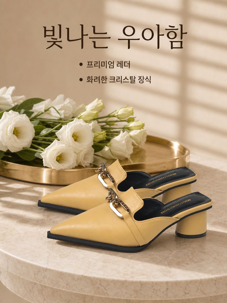 여자명품샌들 뾰족한 큐빅비즈샌들 발편한 펌프스 가죽 고급스러운 힐