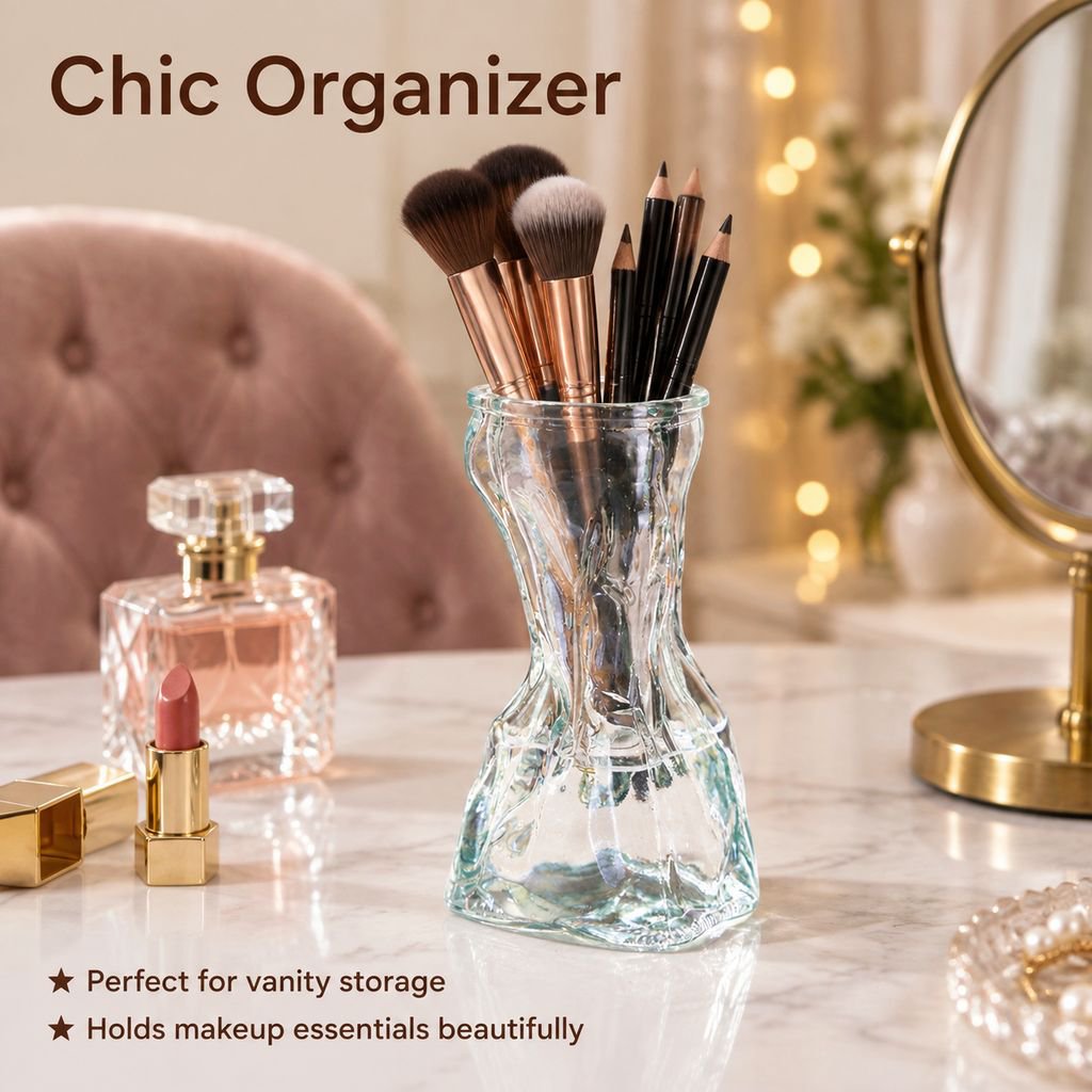 Creative Crystal Glass Vase Coin Bag Shape Flower Planter Indoor Decoration