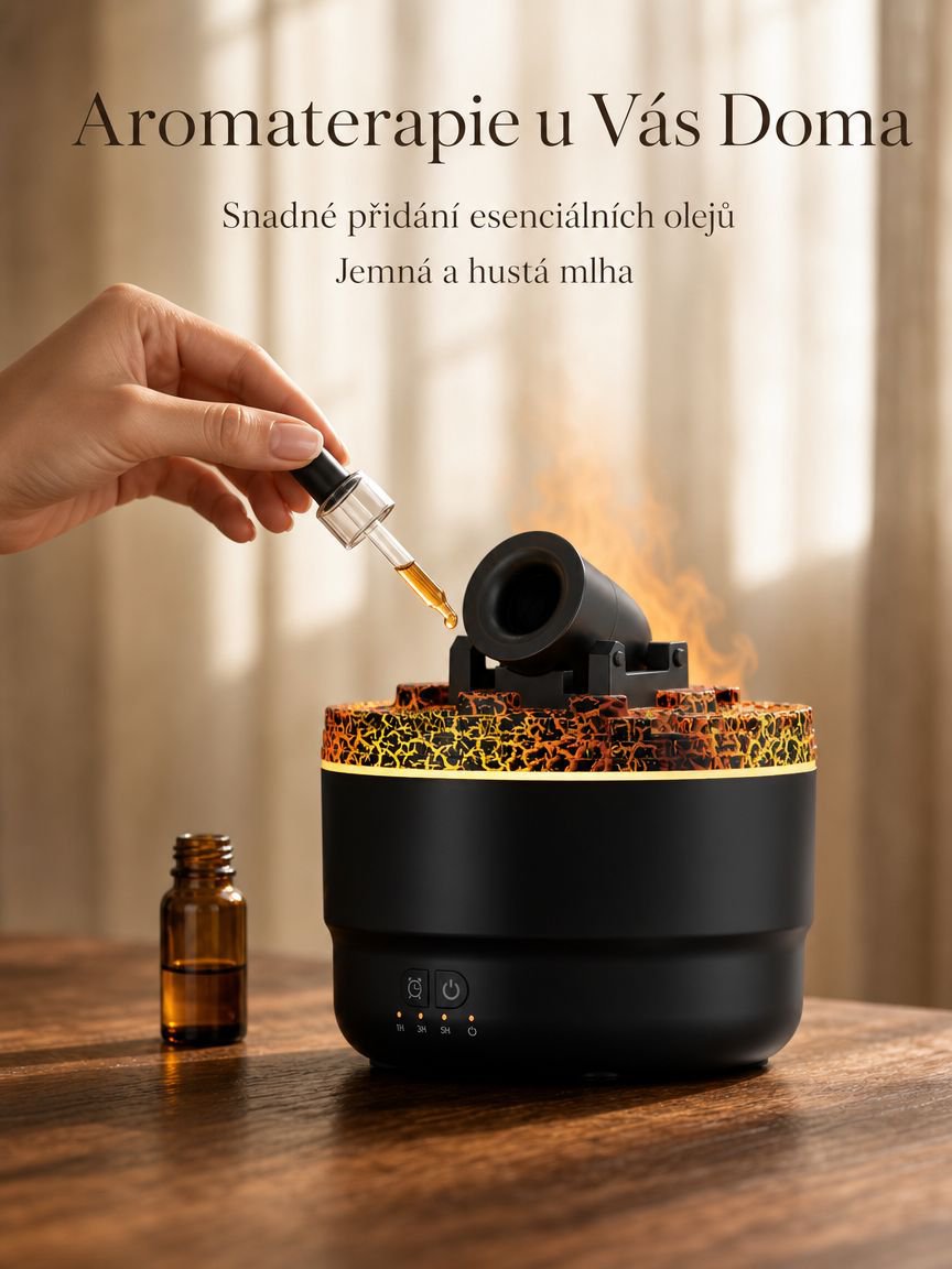 Automatický aroma difuzér s funkcí zvlhčování a rozptylování esenciálních olejů pro domácnost