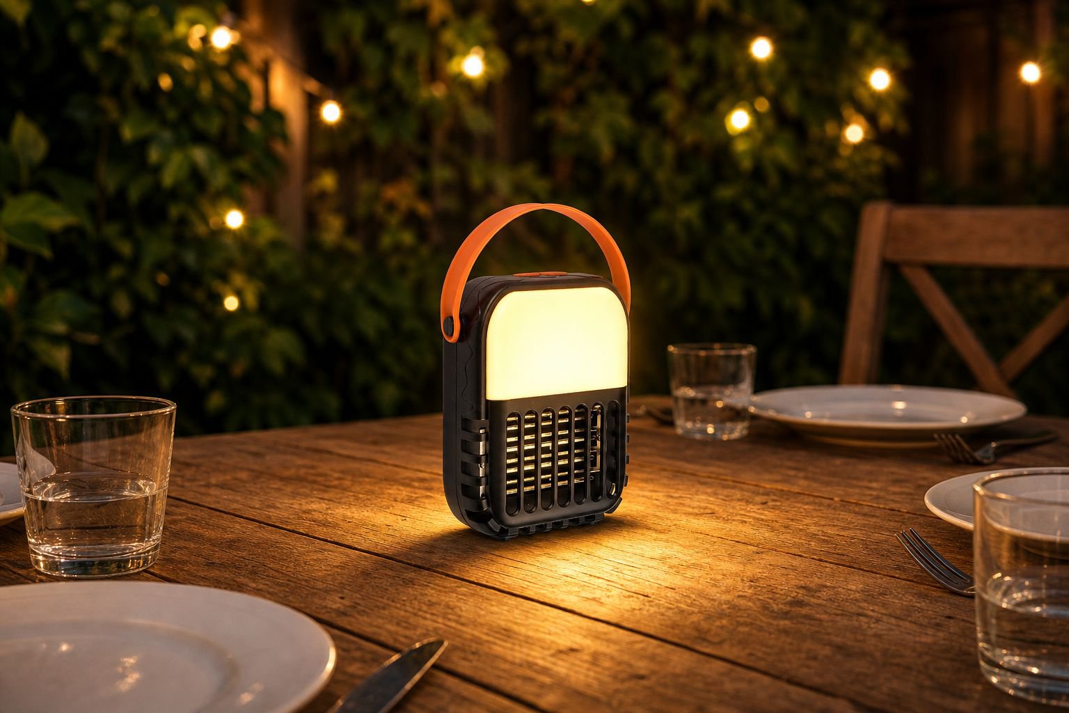 Close-up of solar mosquito lamp repelling insects
