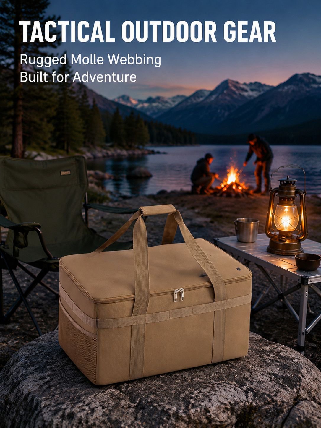 Spacious Multifunctional Camping Storage Box with outdoor gear inside
