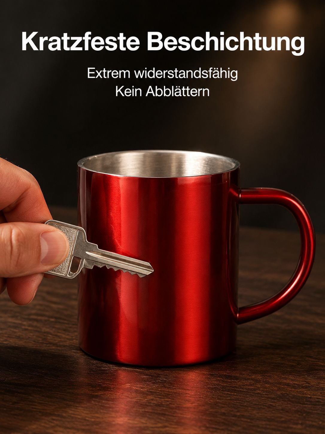Spülmaschinenfester Edelstahlbecher mit Griff