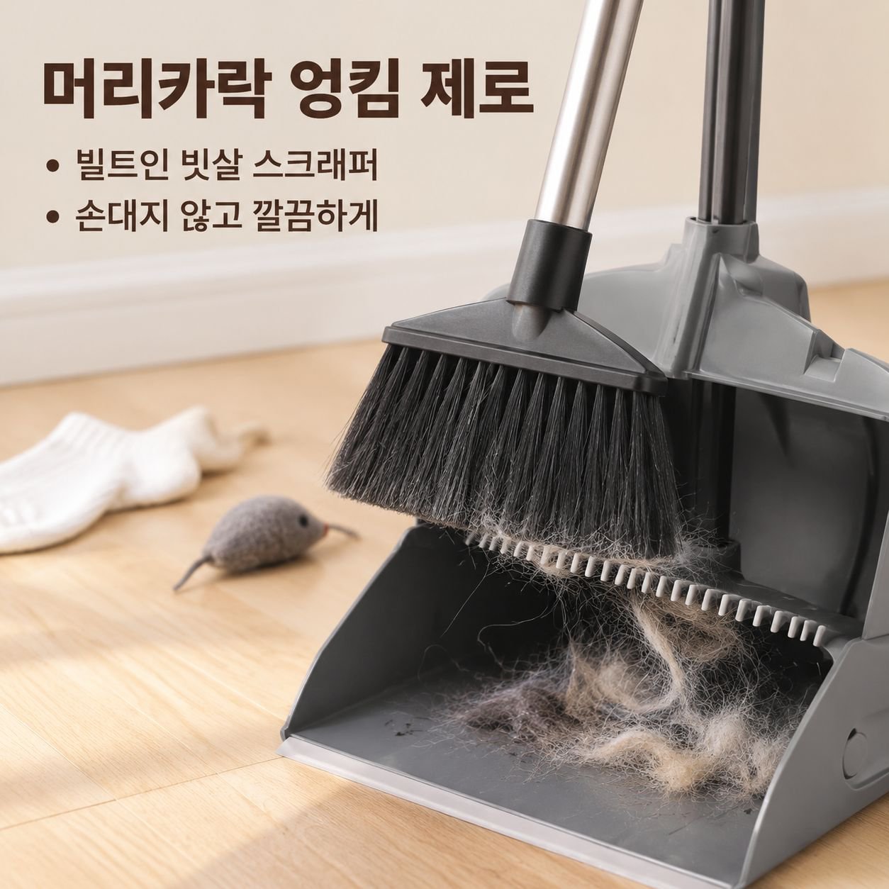 가정용 빗자루와 쓰레받기